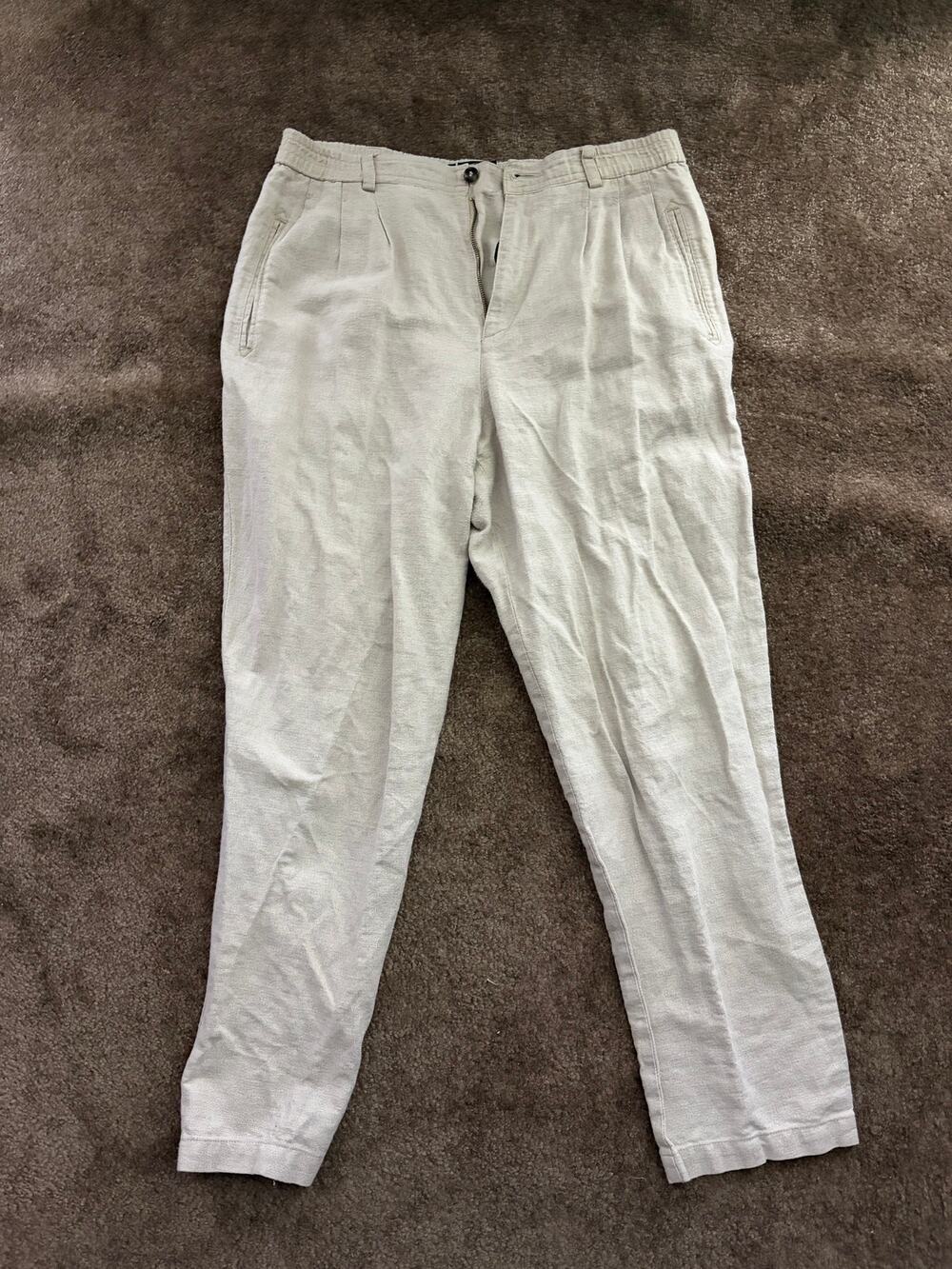 Korean Flowy Linen Blend Pants Size 6 (Tan, Beige, Khaki)